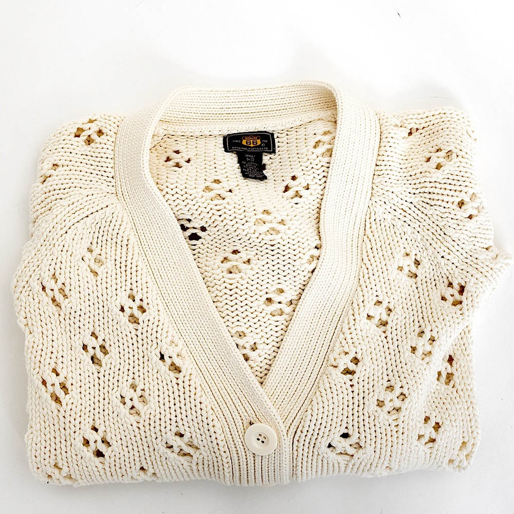 Vintage chunky sweater cardigan cream Route 66 S - Picture 9 of 13